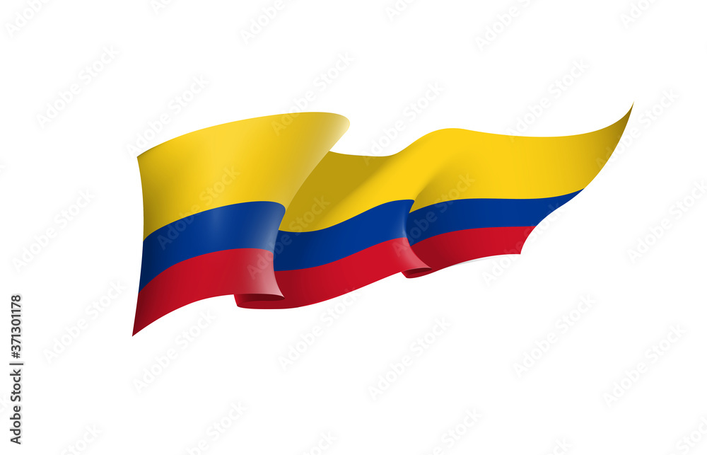 Colombia flag state symbol isolated on background national banner. Greeting card National Independence Day of the Republic of Colombia. Illustration banner with realistic state flag. Colombia flag state symbol isolated on background national banner. Greeting card National Independence Day of the Republic of Colombia. Illustration banner with realistic state flag.