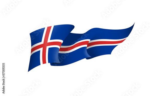 Iceland flag state symbol isolated on background national banner. Greeting card National Independence Day of the Republic of Iceland. Illustration banner with realistic state flag.