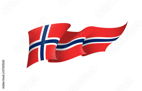 Norway flag state symbol isolated on background national banner. Greeting card National Independence Day of the Kingdom of Norway. Illustration banner with realistic state flag.