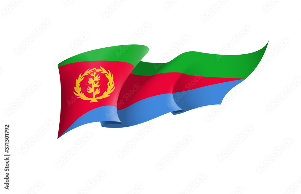 Eritrea flag state symbol isolated on background national banner. Greeting card National Independence Day of the State of Eritrea. Illustration banner with realistic state flag. Eritrea flag state symbol isolated on background national banner. Greeting card National Independence Day of the State of Eritrea. Illustration banner with realistic state flag.