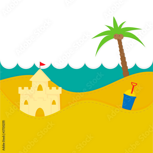 Children's watercolor picture of rest. Beach vector