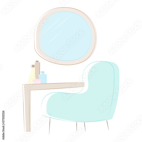 Make-up corner. Home option for women. Beauty saloon vector
