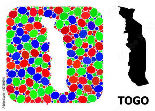 Mosaic Stencil and Solid Map of Togo