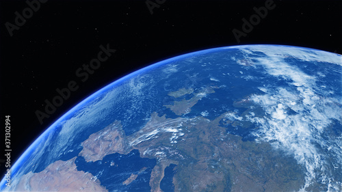 West Europe from space. Photo realistic 3D render.