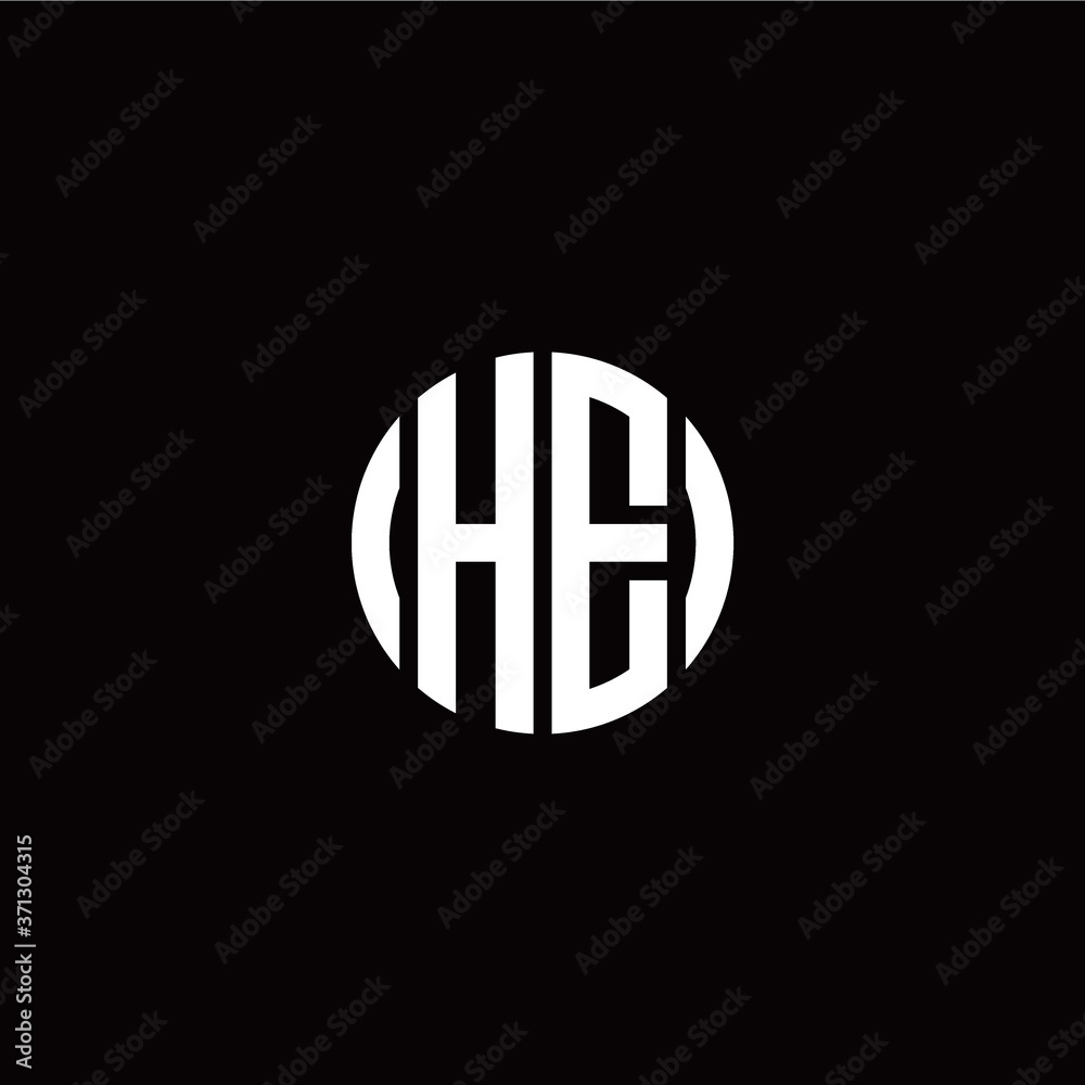 initial H E letter with circle style logo template vector initial H E letter with circle style logo template vector