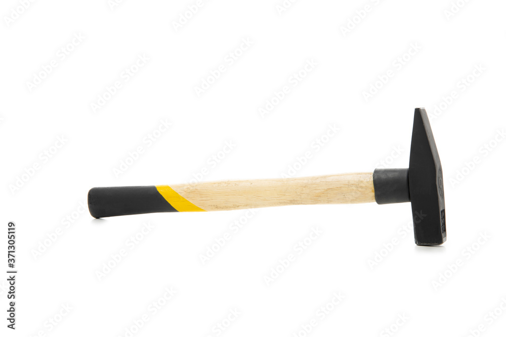 Hammer with wooden handle isolated on white background Hammer with wooden handle isolated on white background