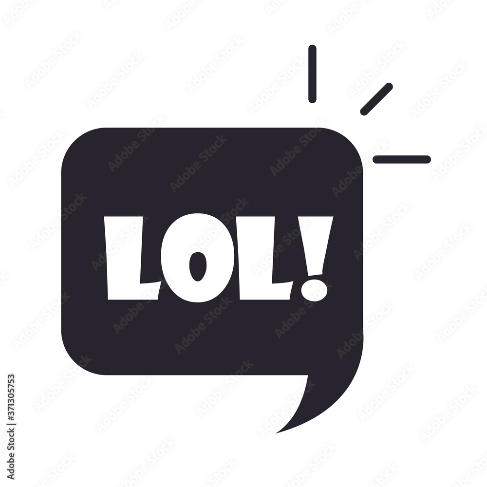 slang bubbles lol text over white background, silhouette icon style