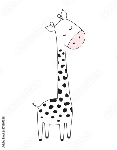 scandinavian print with cute giraffe, vector illustration