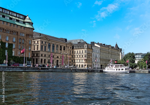 A view along the promenade of the Swedish capital, Stockholm in the summertime