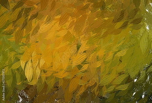 Dark Green, Yellow vector background with abstract shapes.
