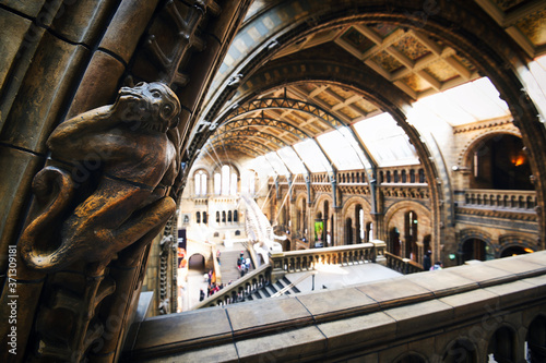 Obraz na płótnie London, United Kingdom - April 17, 2019 - The central hall of the Natural History Museum in South Kensington, London, United Kingdom. w salonie