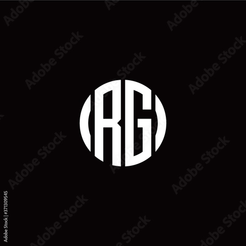 initial R G letter with circle style logo template vector