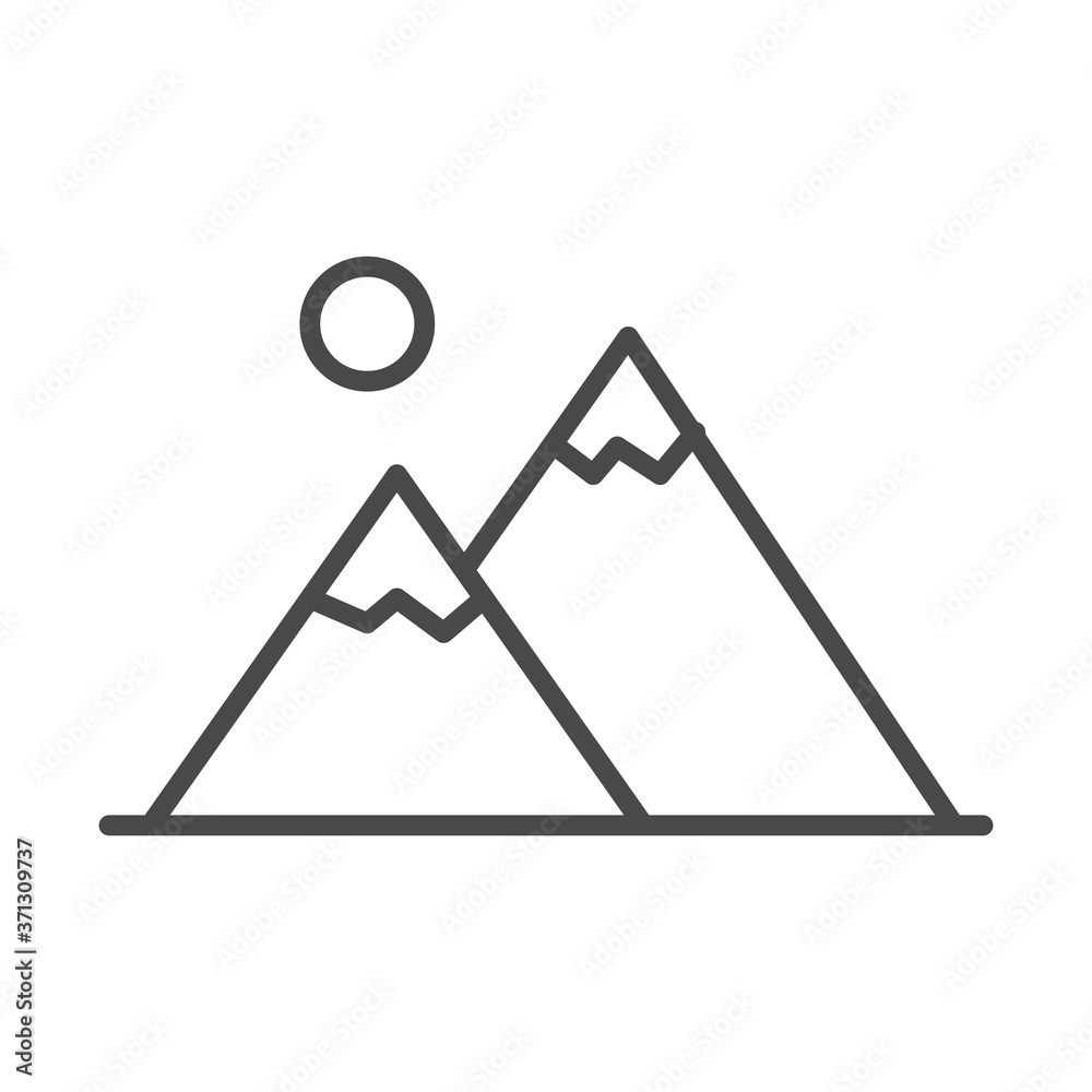 landscape mountains sun nature line icon design landscape mountains sun nature line icon design