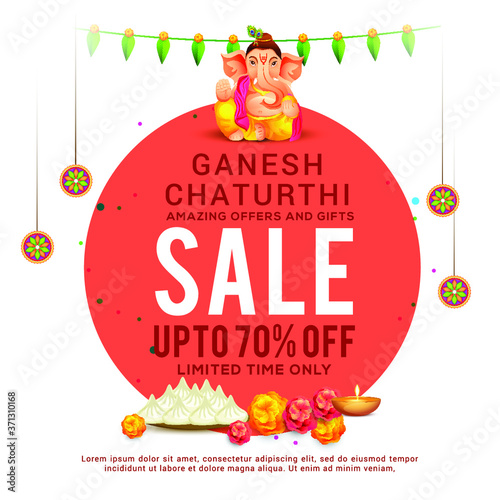 Vector Illustration of Lord Ganesha. Indian God famous for festival Ganesh Chaturthi. Creatives ideal for Social Media and wedding card cover designs