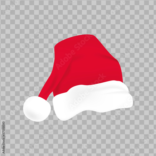 Red santa hat with white fur. Xmas clothing