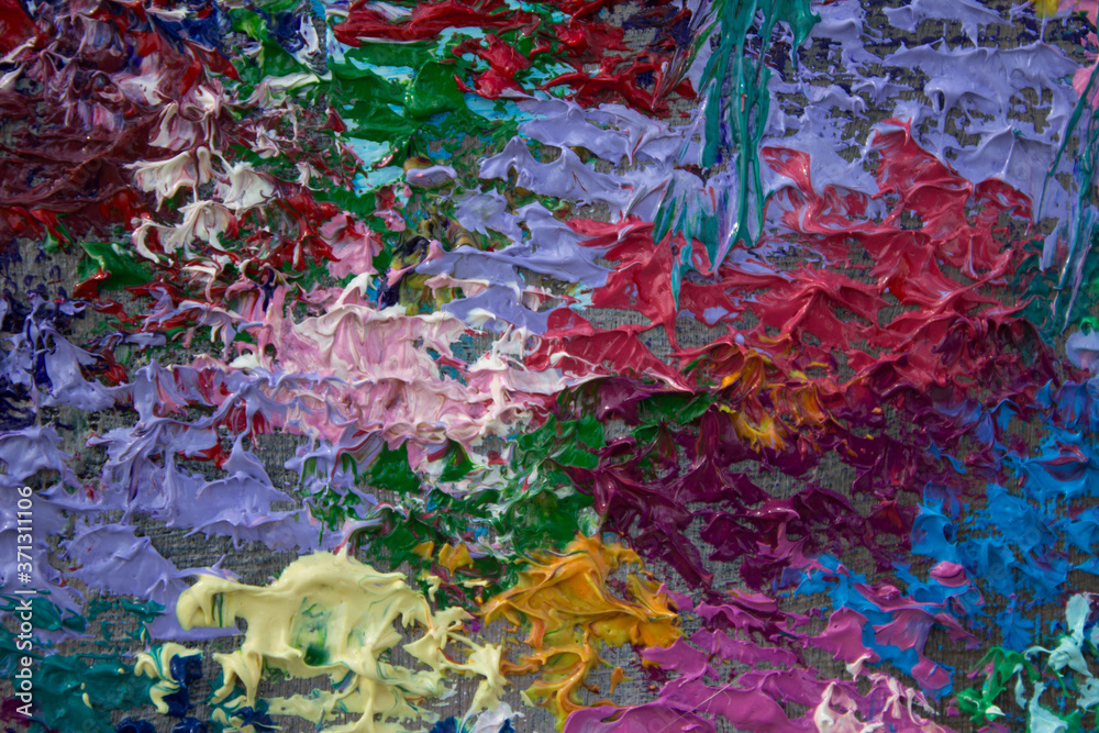 Oil painting window with flowers. Background. Texture.