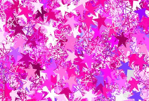 Light Pink vector pattern with christmas stars.