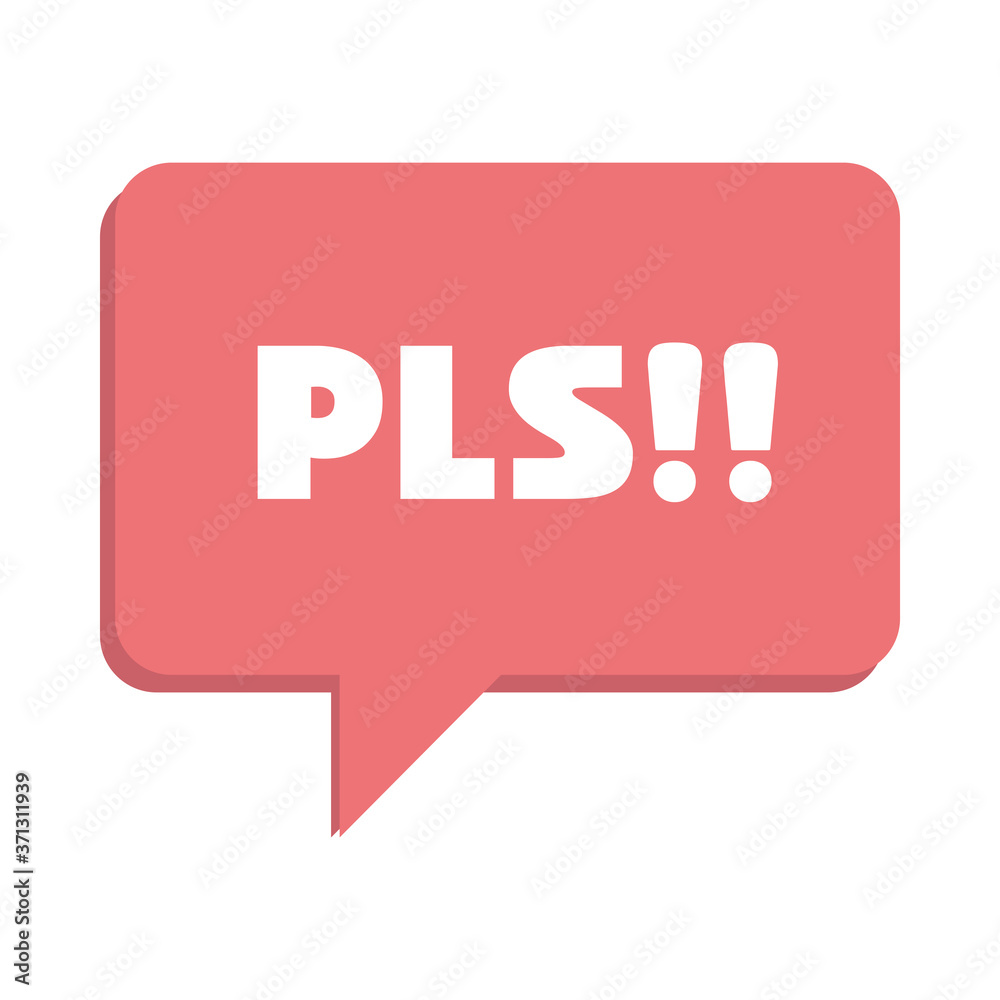 slang bubbles, pls expression over white background, flat icon design slang bubbles, pls expression over white background, flat icon design