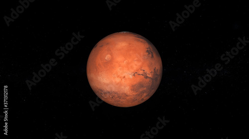 Mars in space. Photo realistic 3D render.