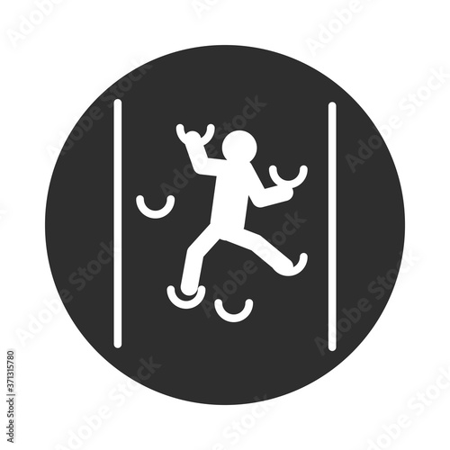 extreme sport training climbing wall with grips active lifestyle block and flat icon