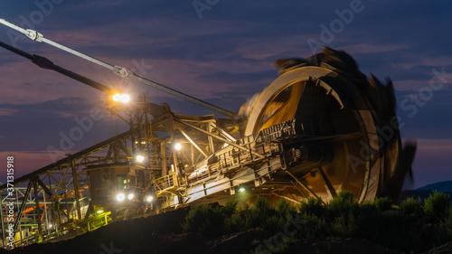 Giant Coal Mining Paddle Wheel in the Night 03