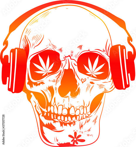 scull weed cannabis music headphones