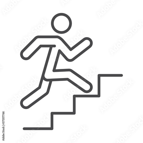 running sport race man climbing stairs line icon design