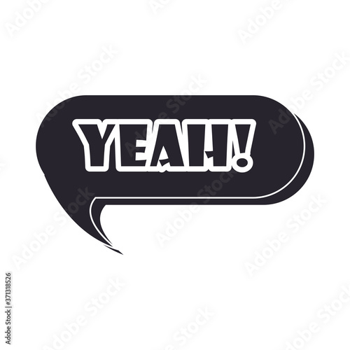 slang bubbles, yeah word lettering over white background, silhouette icon style