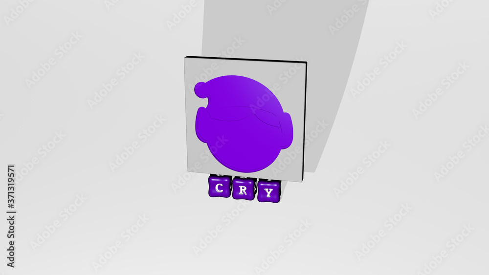 3D illustration of CRY graphics and text made by metallic dice letters for the related meanings of the concept and presentations for crying and cartoon 3D illustration of CRY graphics and text made by metallic dice letters for the related meanings of the concept and presentations for crying and cartoon