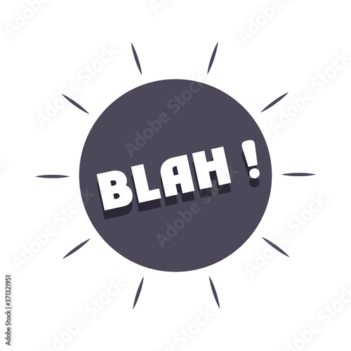 slang bubbles black blah expression, over white background, flat icon design