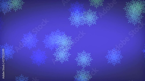 Loopable 4K motion with falling snowflakes  black background in against colorful Christmas background