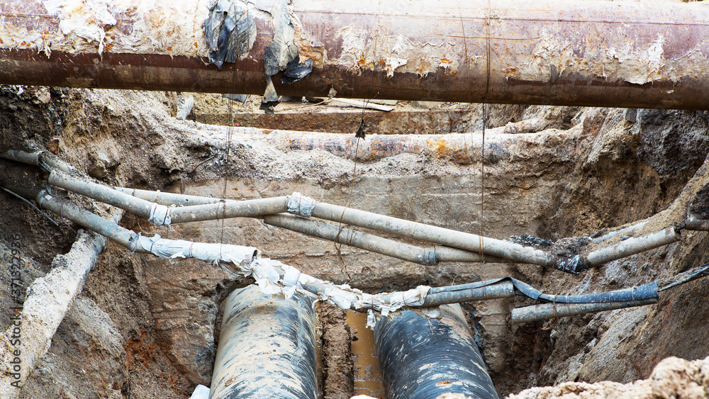 Pipes and cables. Repair of communications. Water supply, electricity