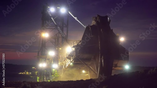 Giant Coal Mining Paddle Wheel in the Night