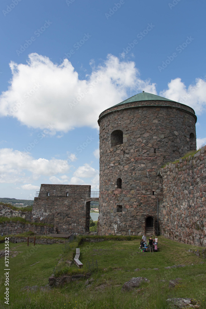Bohus Fortress inner yard and tower, Kungalv, Bohuslan, Sweden.