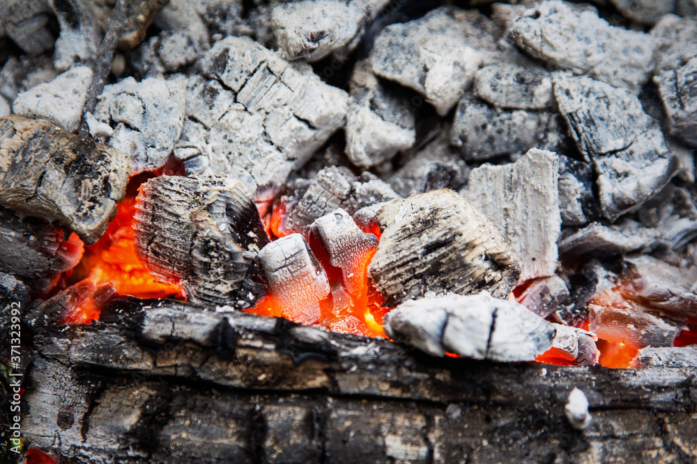 Wooden embers beautifully glowing. Charcoal embers ready for barbecue Wooden embers beautifully glowing. Charcoal embers ready for barbecue