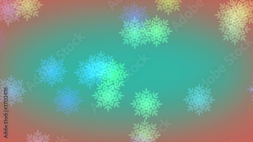 4k Seamless Animation with Snowflakes falling against colorful Christmas Background