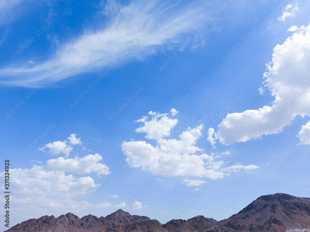 Beautiful blue Sky  White clouds  Panoramic scene view Cloudy - nature background