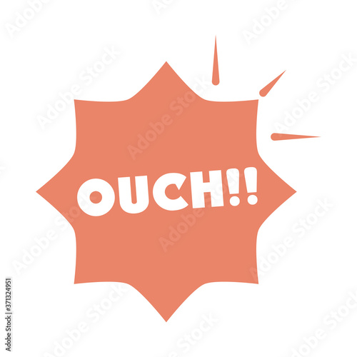 slang bubbles ouch lettering over white background, flat icon design