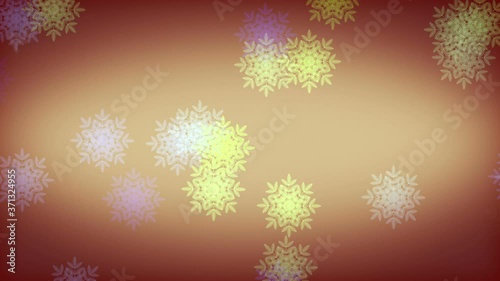 4k Seamless Animation with Snowflakes falling against colorful Christmas Background