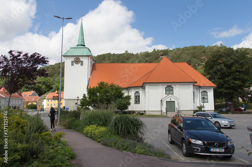 Kungalv church in summer time, Bohuslan, Sweden. photo