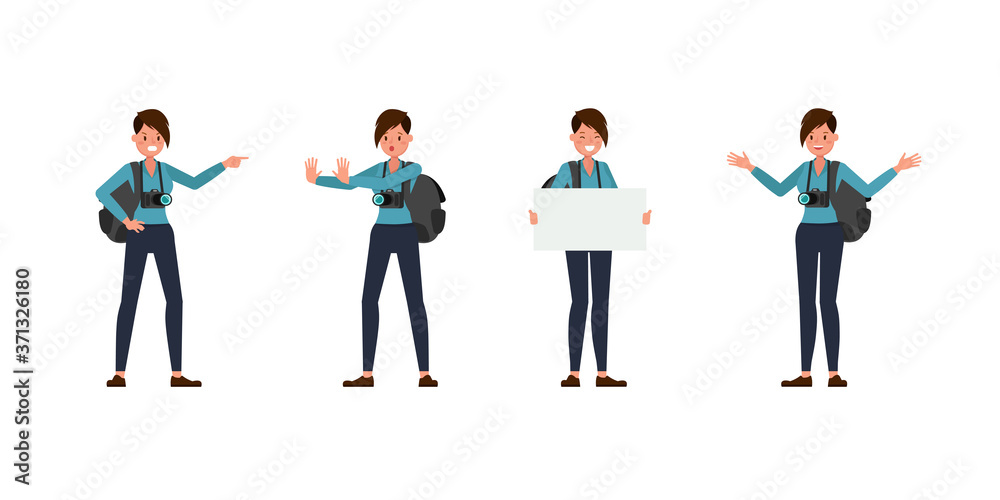 Woman photographer character vector design. Presentation in various action. Woman photographer character vector design. Presentation in various action.