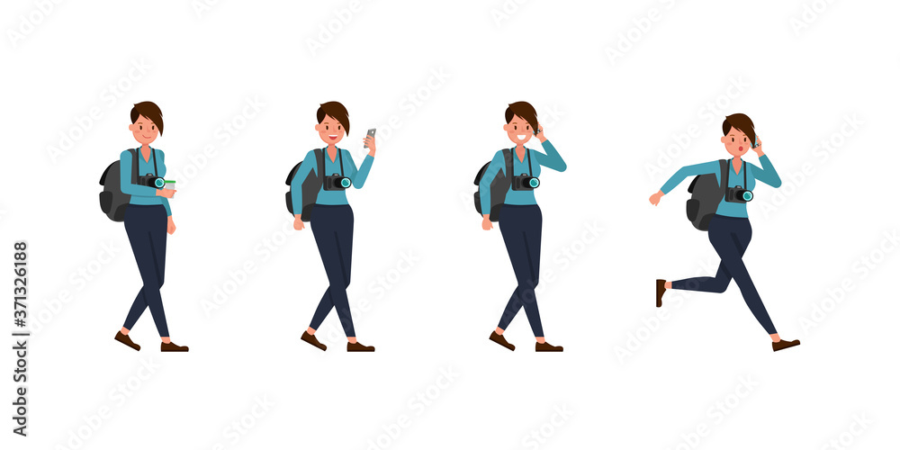 Woman photographer character vector design. Presentation in various action. Woman photographer character vector design. Presentation in various action.