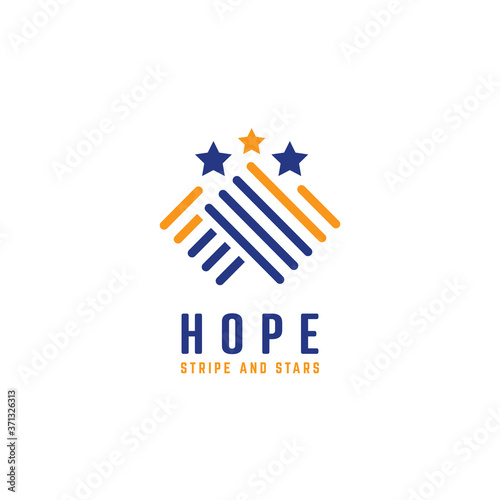 Stripe and stars in hand shape hope symbol icon logo