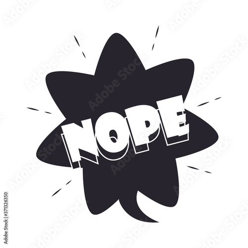 slang bubbles, sticker shape star nope word over white background, silhouette icon style