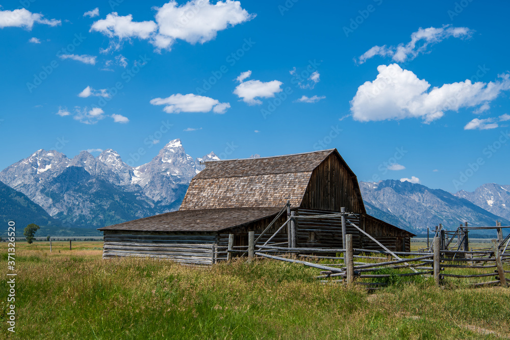 The first moulton barn on Mormon Row in Moose, Wyoming - Grand Teton National Park. This is one of the most photographed barns in the country.