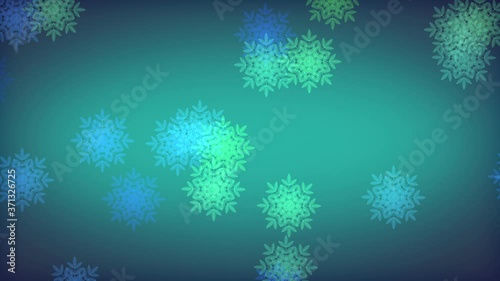 Loopable 4K motion with falling snowflakes  black background in against colorful Christmas background