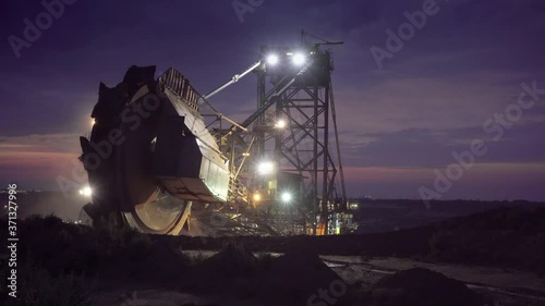 Giant Coal Mining Paddle Wheel in the Night