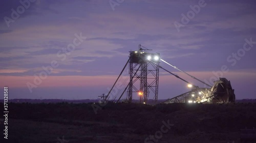 Giant Coal Mining Paddle Wheel in the Night
