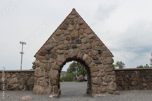 Entrance gate to Masthugget Church, Gothenburg, Sweden. photo