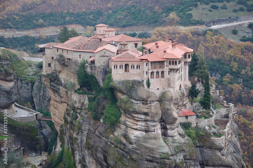 Close up of monastery on top of a rock in Meteora, Greece Close up of monastery on top of a rock in Meteora, Greece